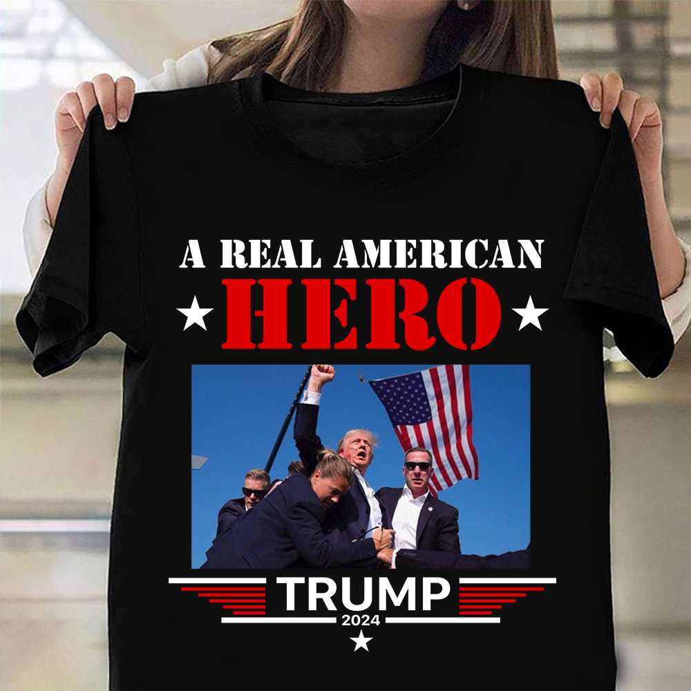 Trump Getting Shot Shirt MAGA A Real America Hero Trump 2024 Tee Shirt For Voters