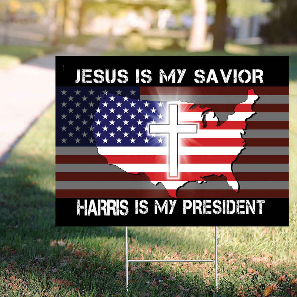 Jesus Is My Savior Harris Is My President Yard Sign Kamala Harris Campaign Sign Patriotic